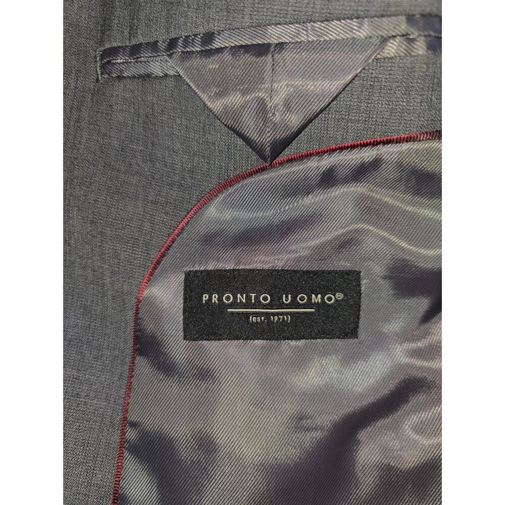 Men's Suit - 42Short - Med Gray - Double Vented. Flat front pants. Pronto Uomo - Picture 2 of 10